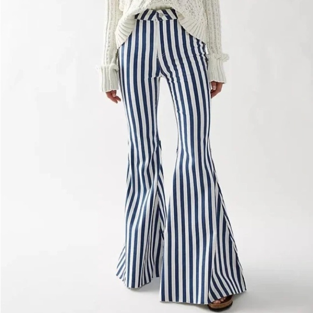 We The Free {Free People} Striped Flare Jeans